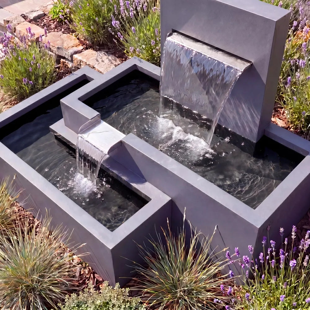 Kaskadenbrunnen Vela mit Wasserfall • Aluminium