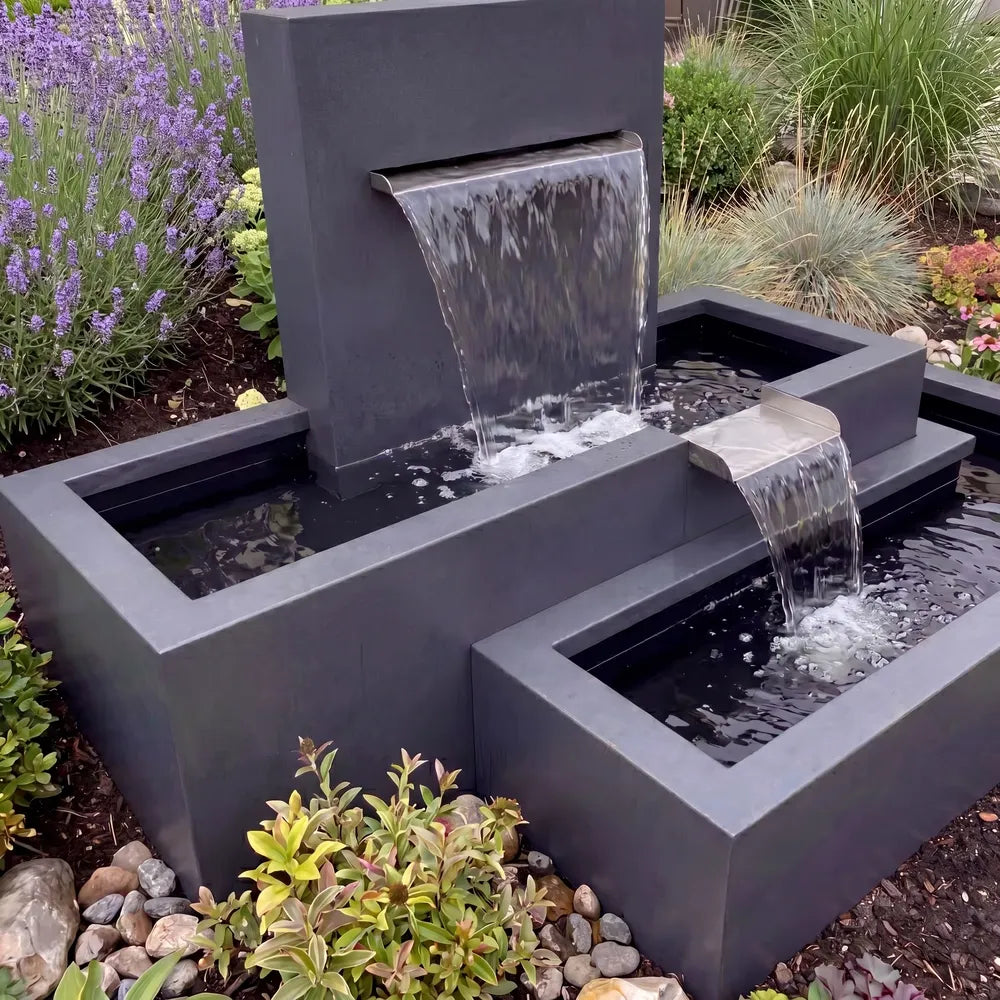 Kaskadenbrunnen Vela mit Wasserfall • Aluminium