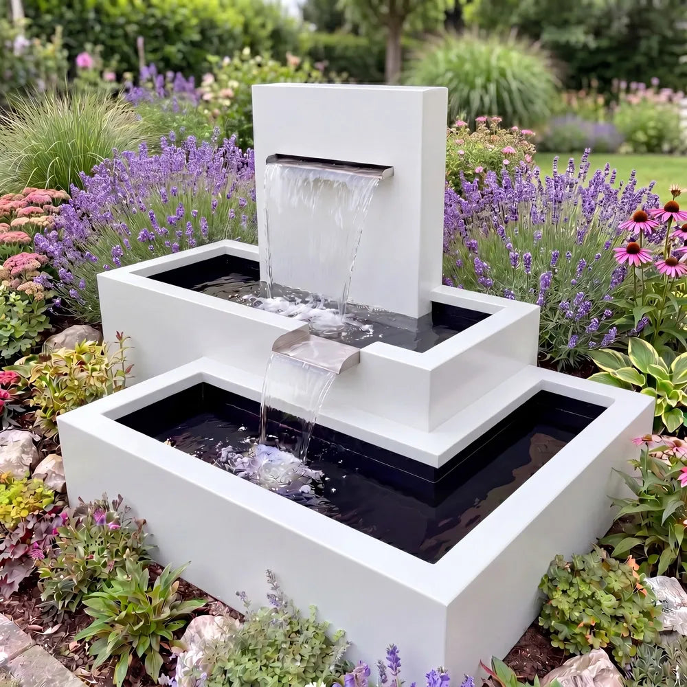 Kaskadenbrunnen Vela mit Wasserfall • Aluminium