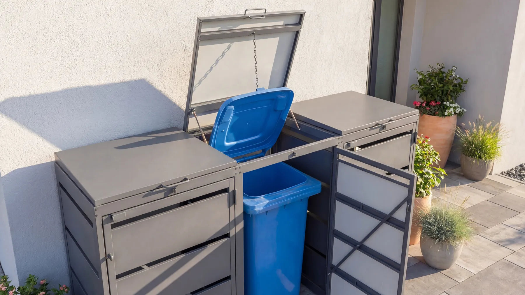 Mülltonnenboxen mit Klappdach