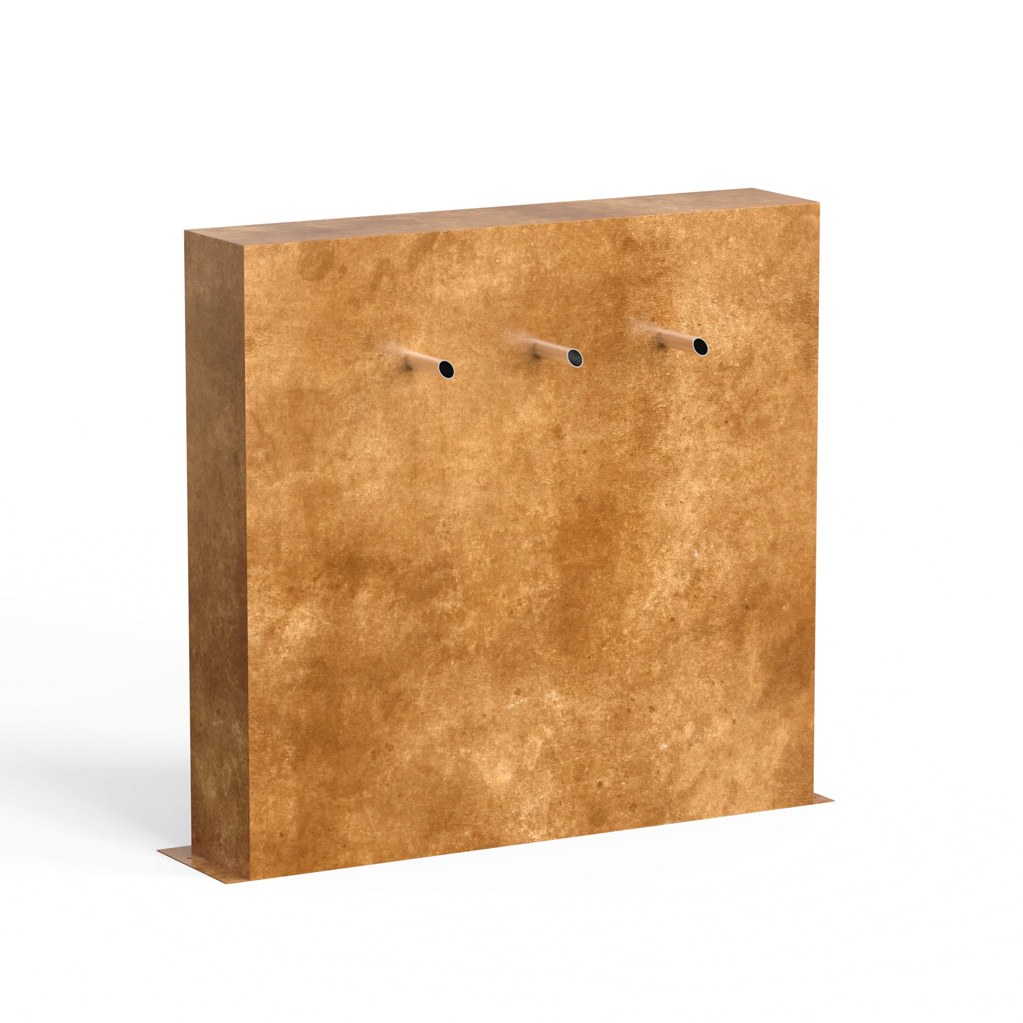 Teichwand Tivo mit Einlaufrohre aus Cortenstahl
