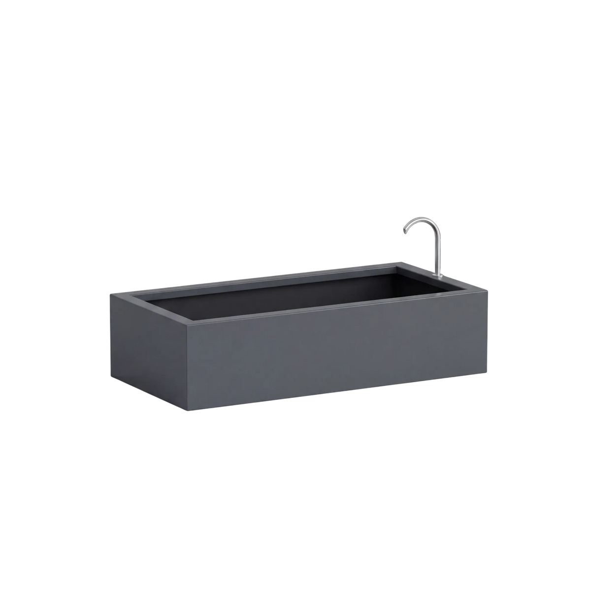 Rechteckiges Wasserbecken aus Aluminium mit Bogeneinlauf • S5