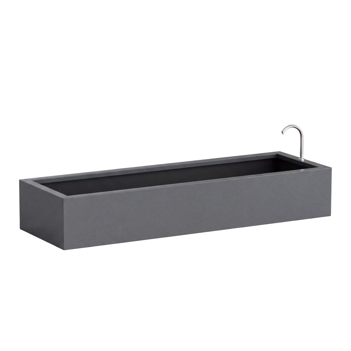 Rechteckiges Wasserbecken aus Aluminium mit Bogeneinlauf • S5