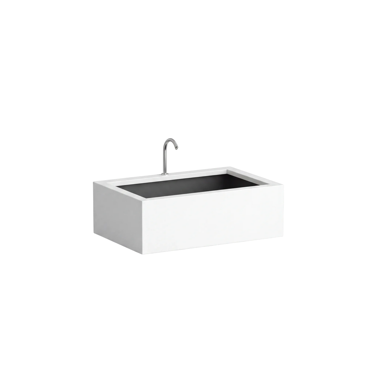 Rechteckiges Wasserbecken aus Aluminium mit Bogeneinlauf • S6
