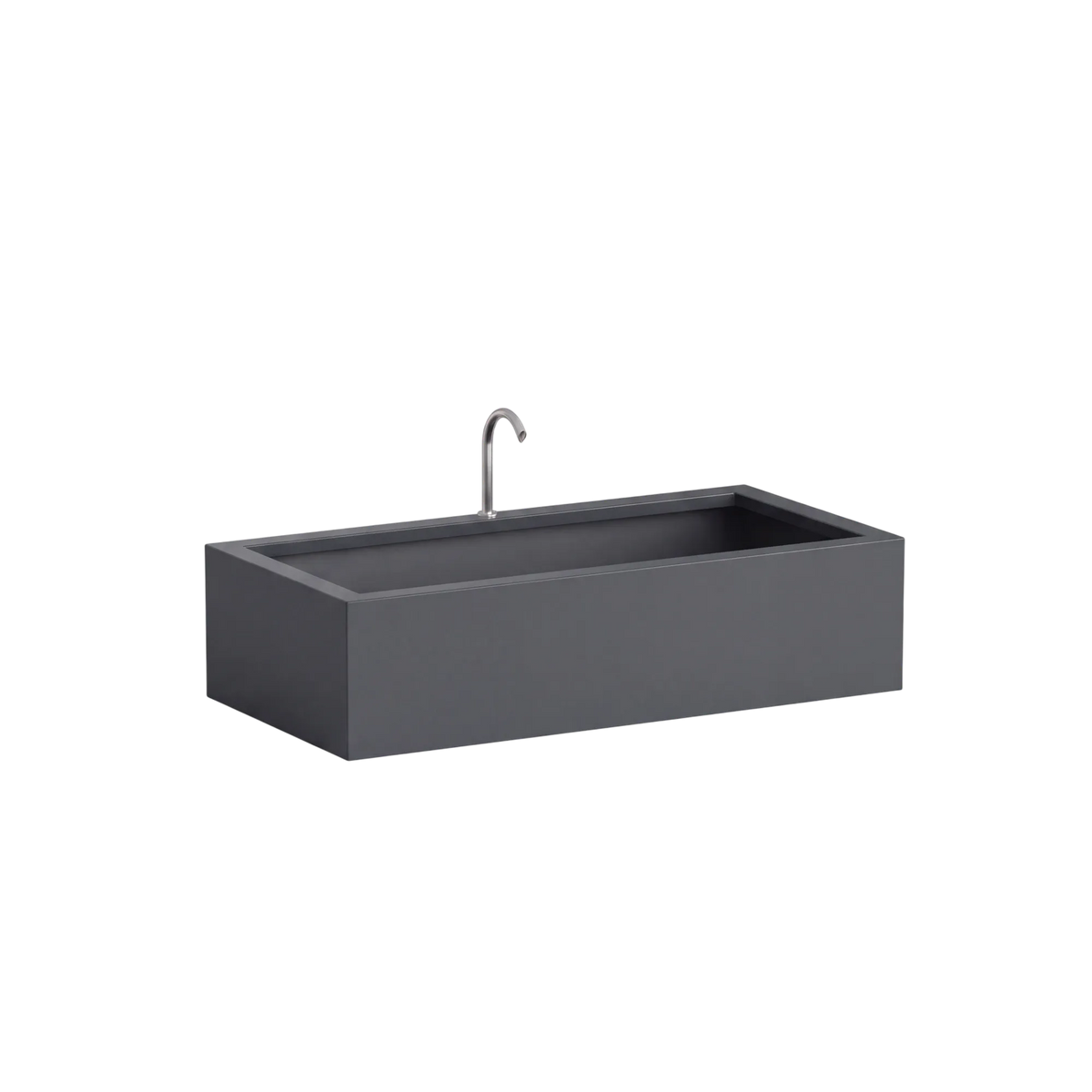 Rechteckiges Wasserbecken aus Aluminium mit Bogeneinlauf • S6