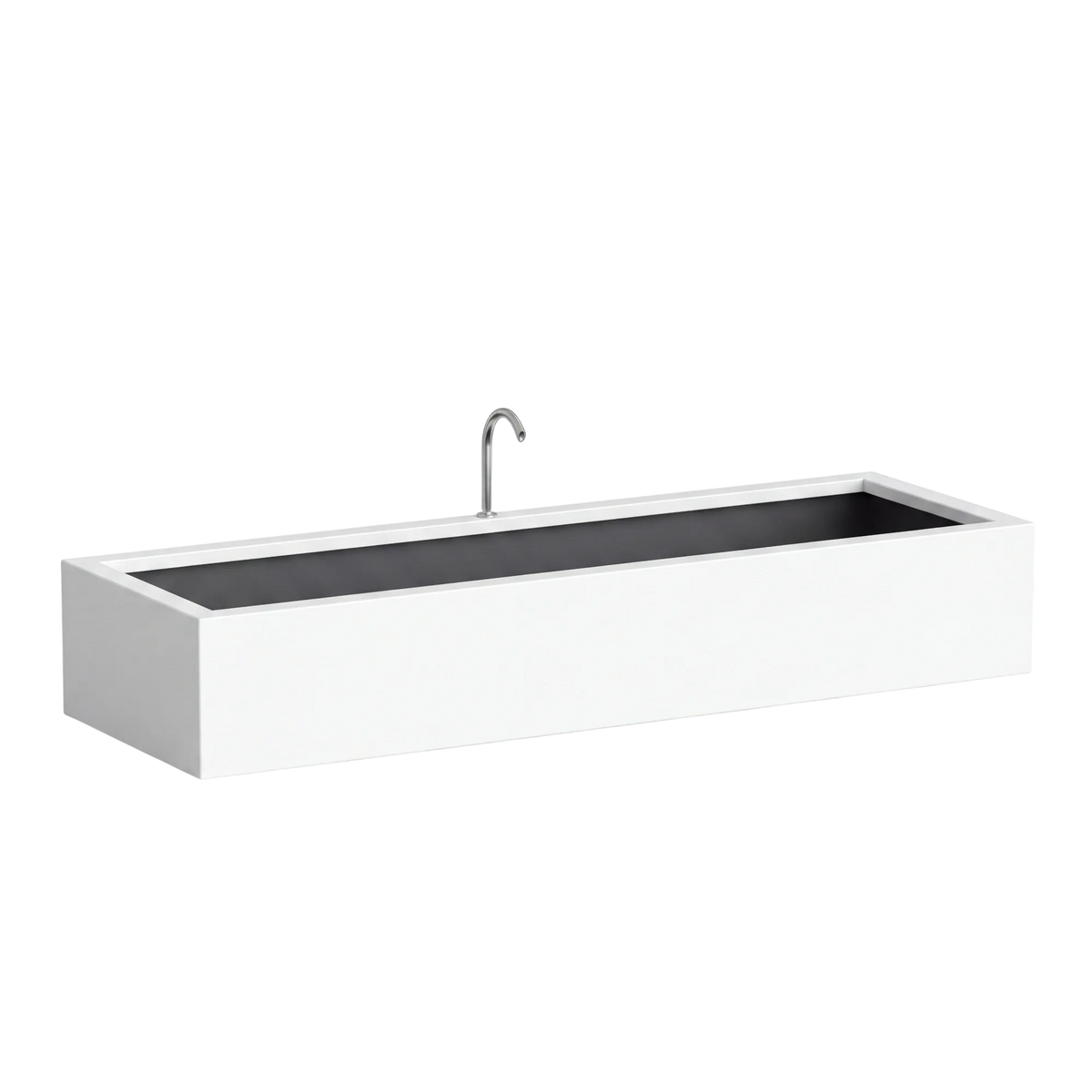 Rechteckiges Wasserbecken aus Aluminium mit Bogeneinlauf • S6