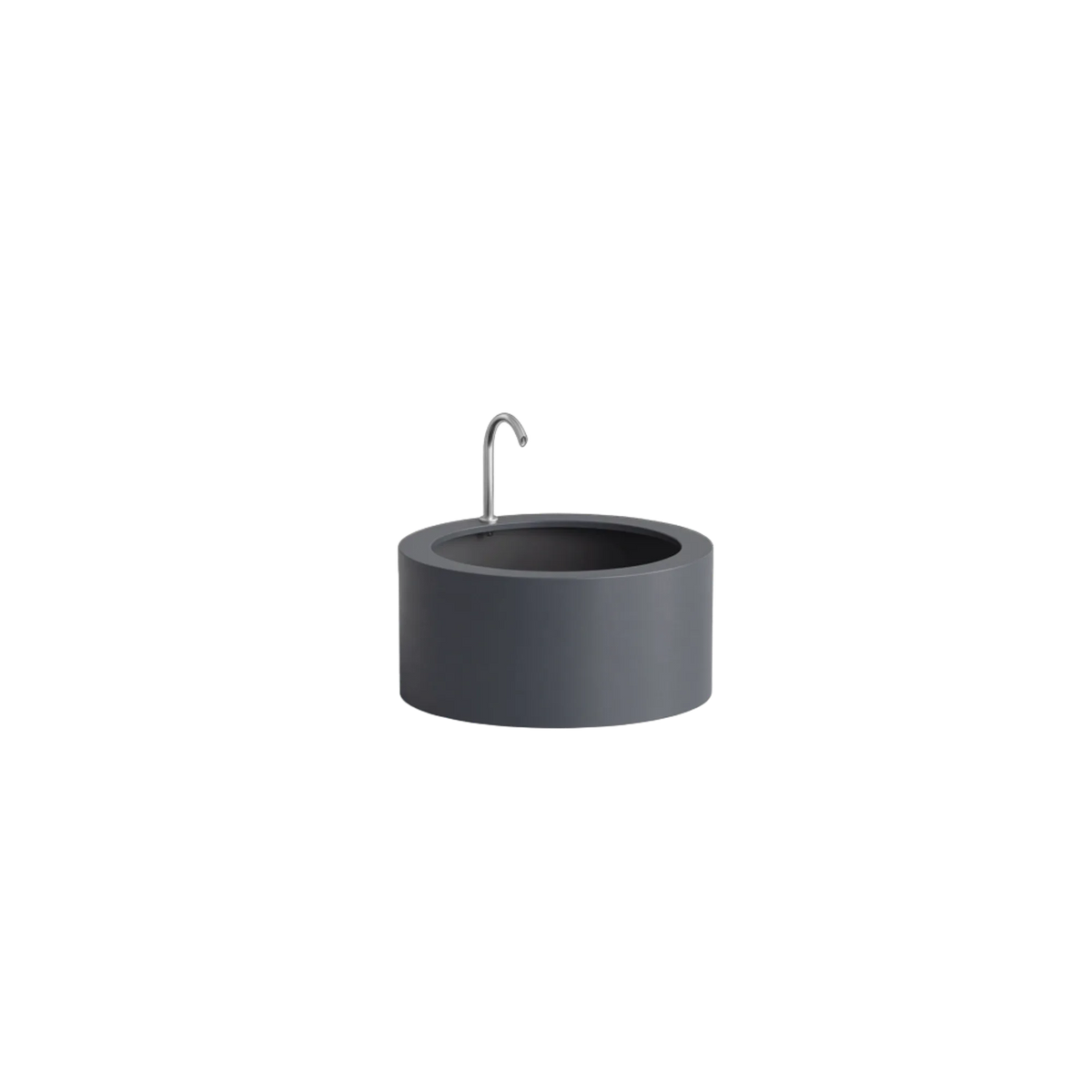 Rundes Wasserbecken aus Aluminium mit Bogeneinlauf • S7