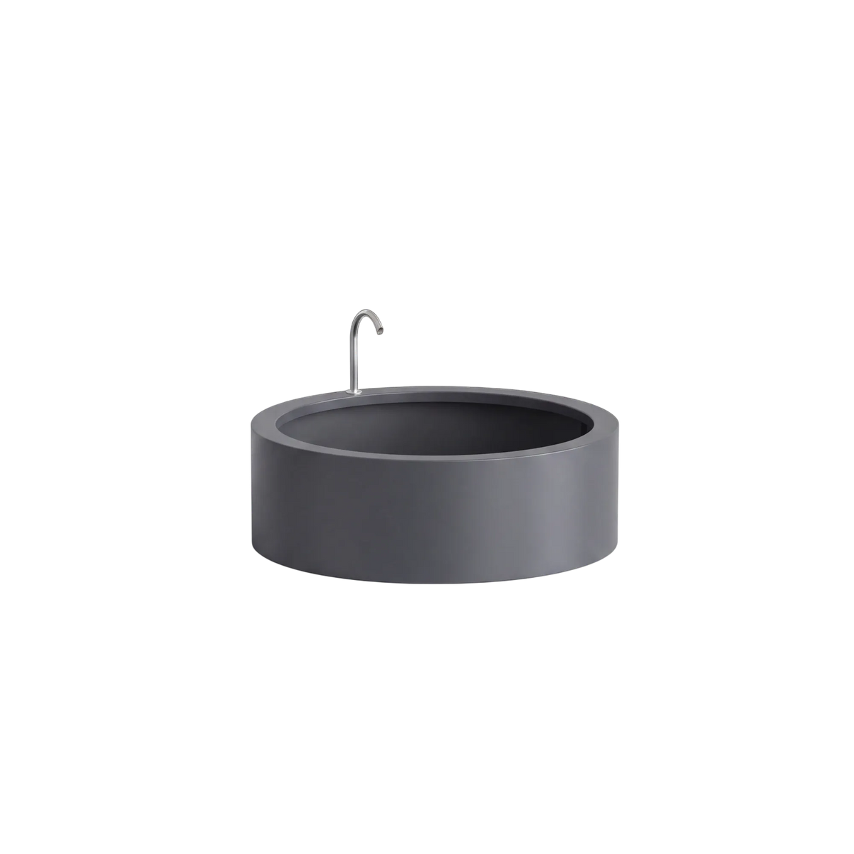 Rundes Wasserbecken aus Aluminium mit Bogeneinlauf • S7