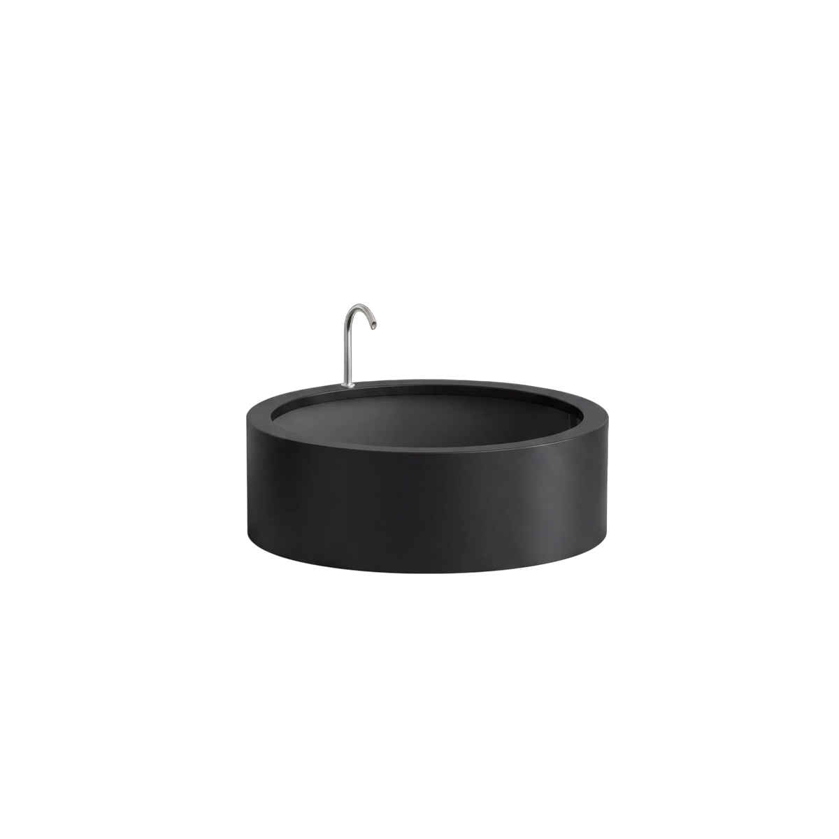 Rundes Wasserbecken aus Aluminium mit Bogeneinlauf • S7