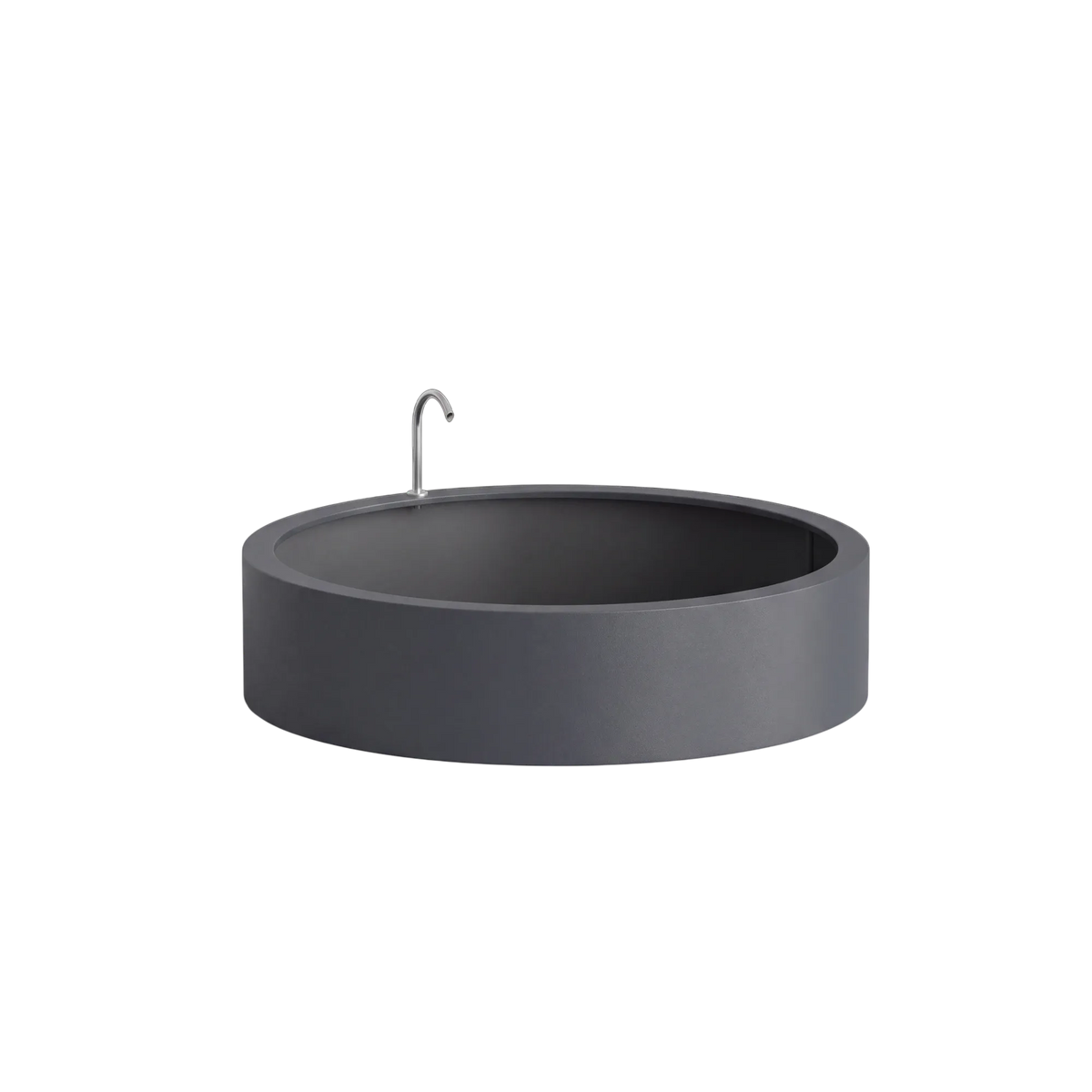 Rundes Wasserbecken aus Aluminium mit Bogeneinlauf • S7
