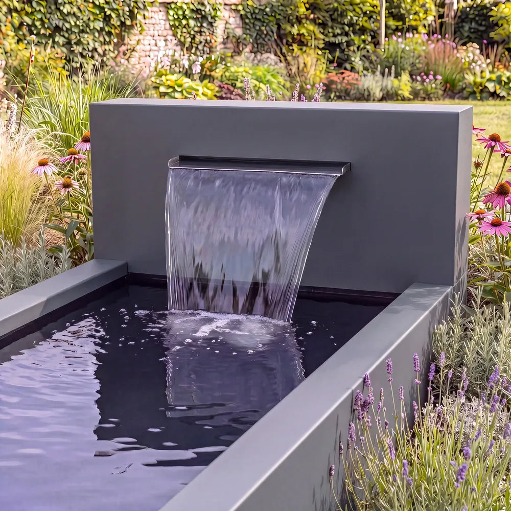 Wasserbecken mit Wasserfall aus Aluminium • Set 1 mit Wasserschütte