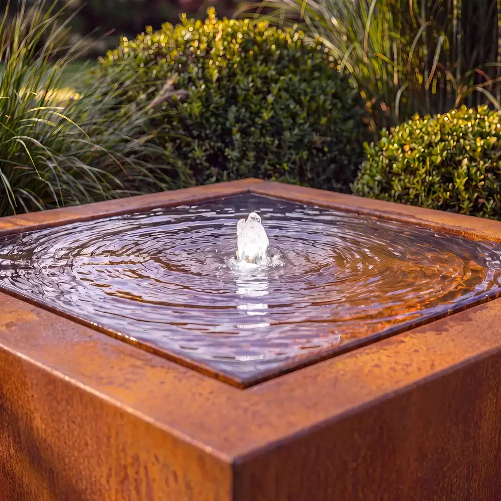 Wassertisch Rivo-Quadratisch aus Cortenstahl
