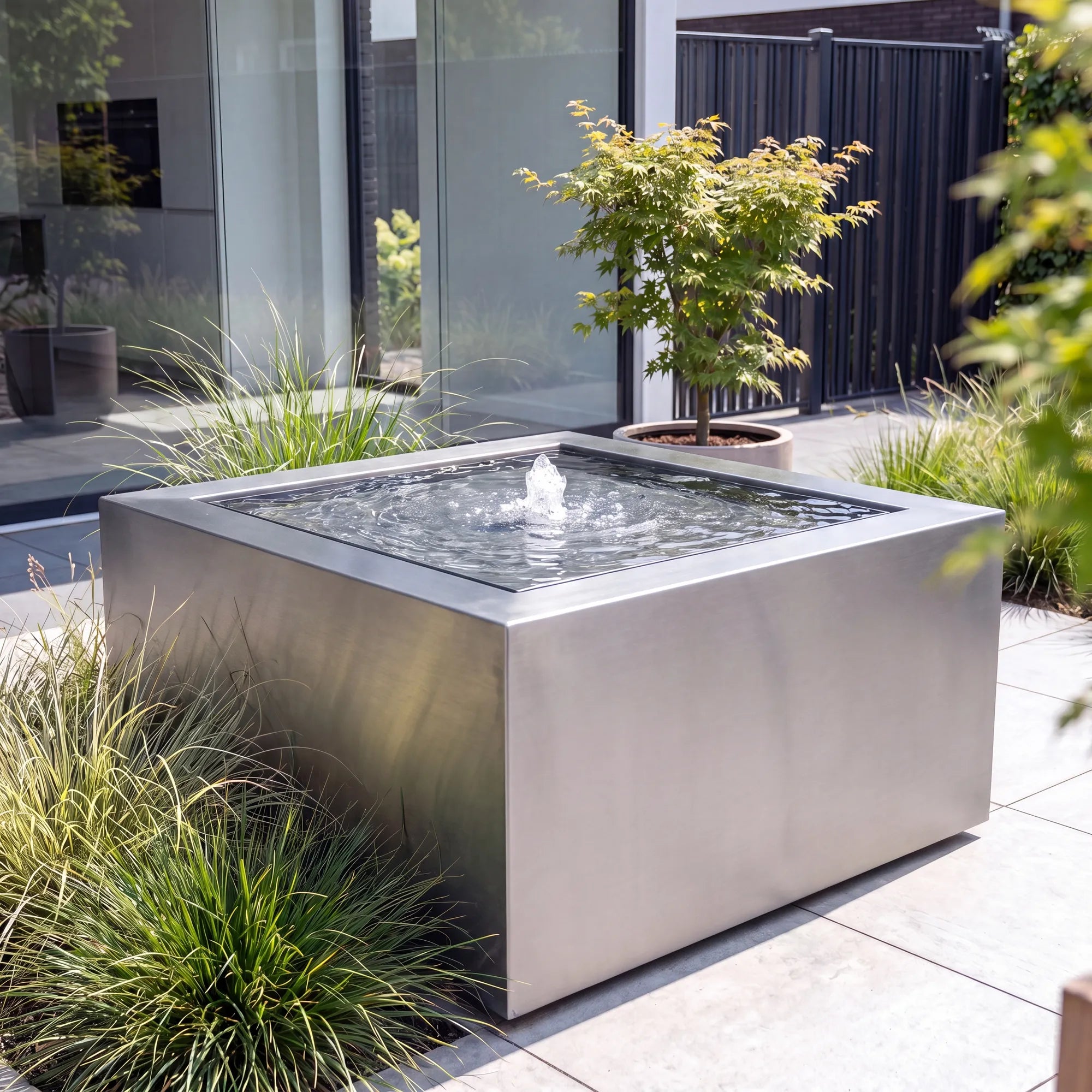 Wassertisch Rivo-Quadratisch aus Edelstahl