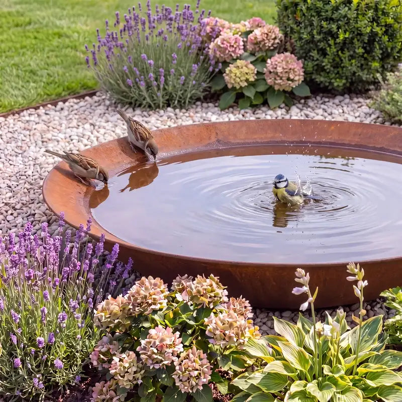 Wasserschalen für den Garten aus Metall für eine stilvolle Vogeltränke, als Wasserobjekt oder dekoratives Element im Garten.