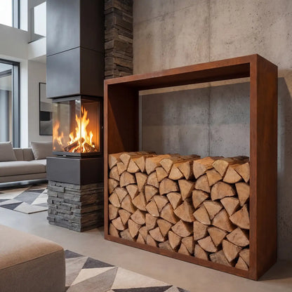 Holzlager • Cortenstahl