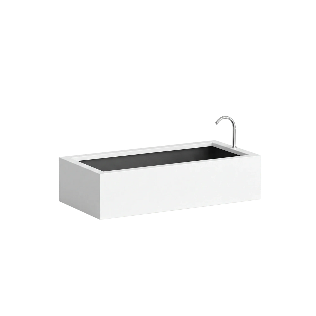 Rechteckiges Wasserbecken aus Aluminium mit Bogeneinlauf • S5
