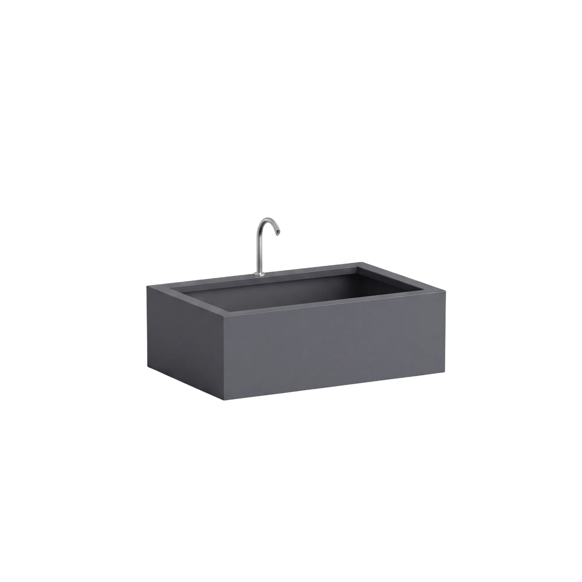 Rechteckiges Wasserbecken aus Aluminium mit Bogeneinlauf • S6
