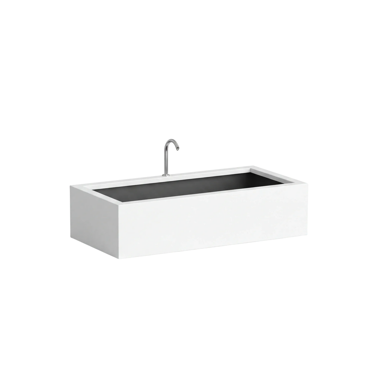 Rechteckiges Wasserbecken aus Aluminium mit Bogeneinlauf • S6