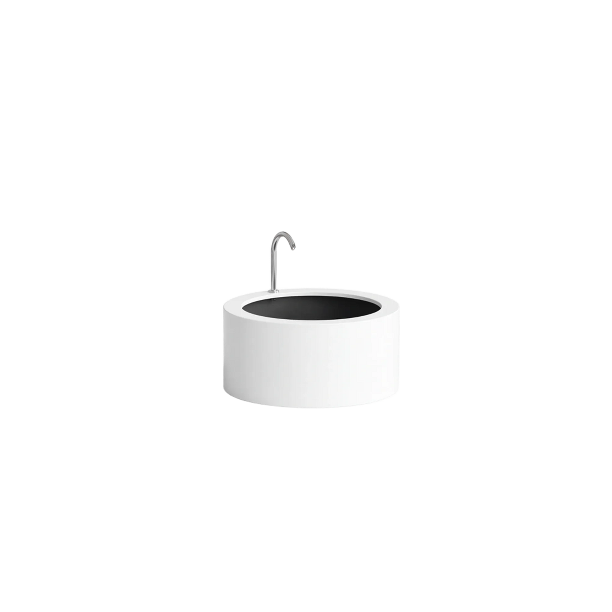 Rundes Wasserbecken aus Aluminium mit Bogeneinlauf • S7