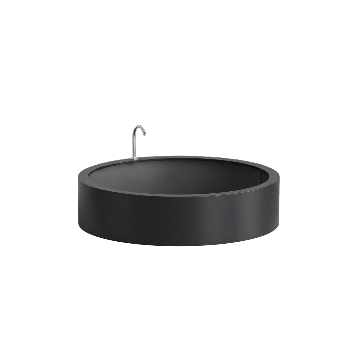 Rundes Wasserbecken aus Aluminium mit Bogeneinlauf • S7