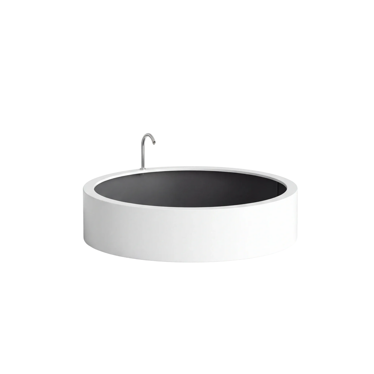 Rundes Wasserbecken aus Aluminium mit Bogeneinlauf • S7