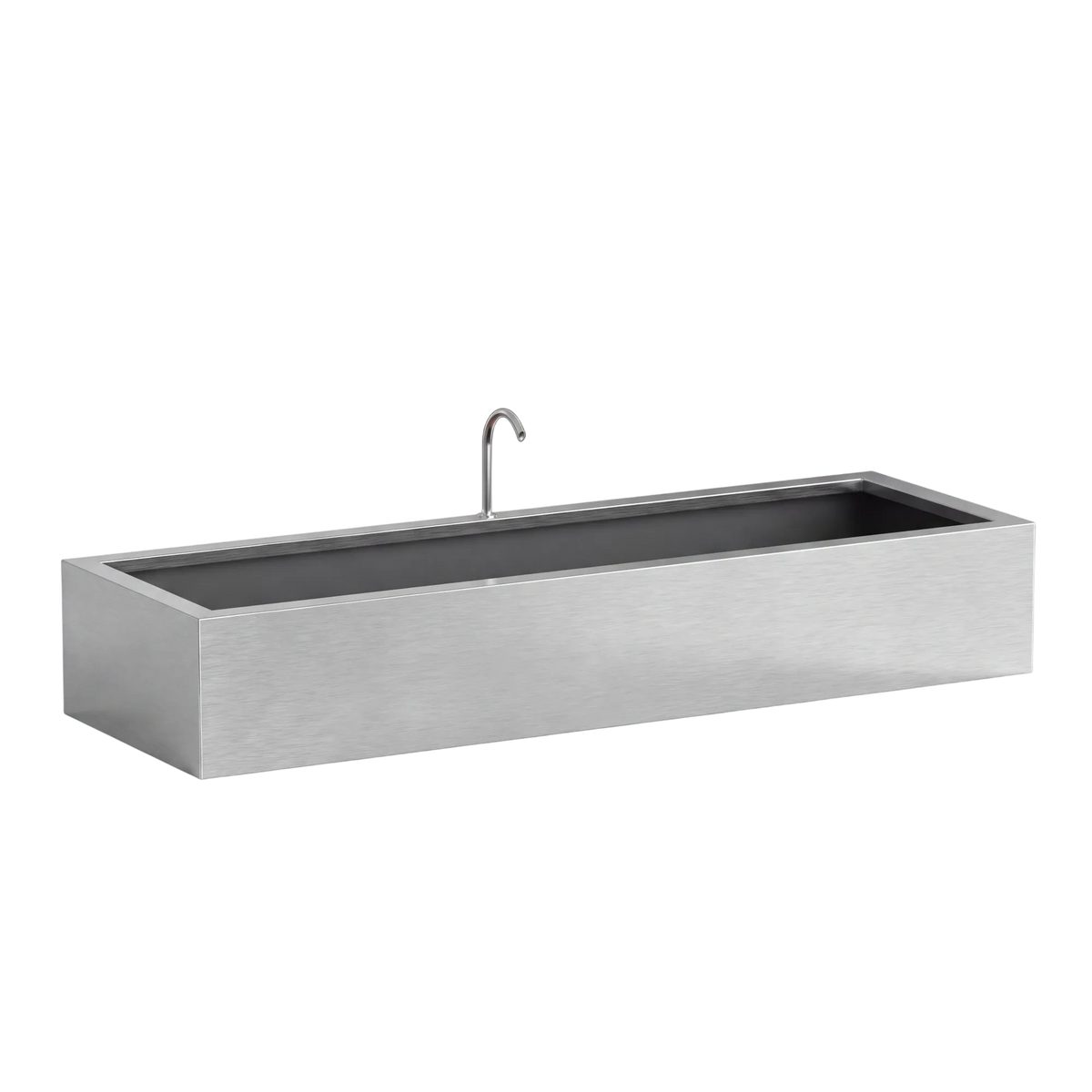 Rechteckiges Wasserbecken aus Edelstahl mit Bogeneinlauf • S6