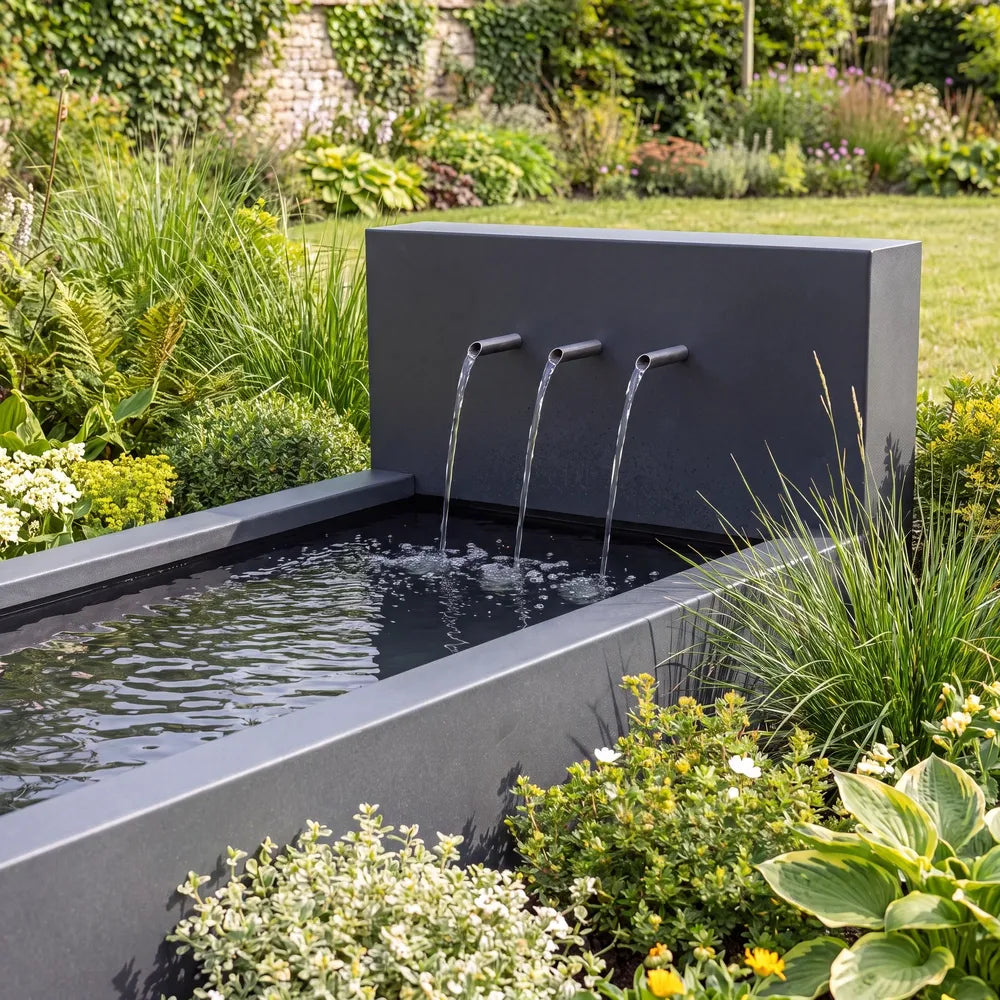 Wasserbecken mit Einlaufrohren aus Aluminium • Set 1