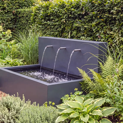 Wasserbecken mit Wasserfall aus Aluminium • Set 2 mit Einlaufrohren