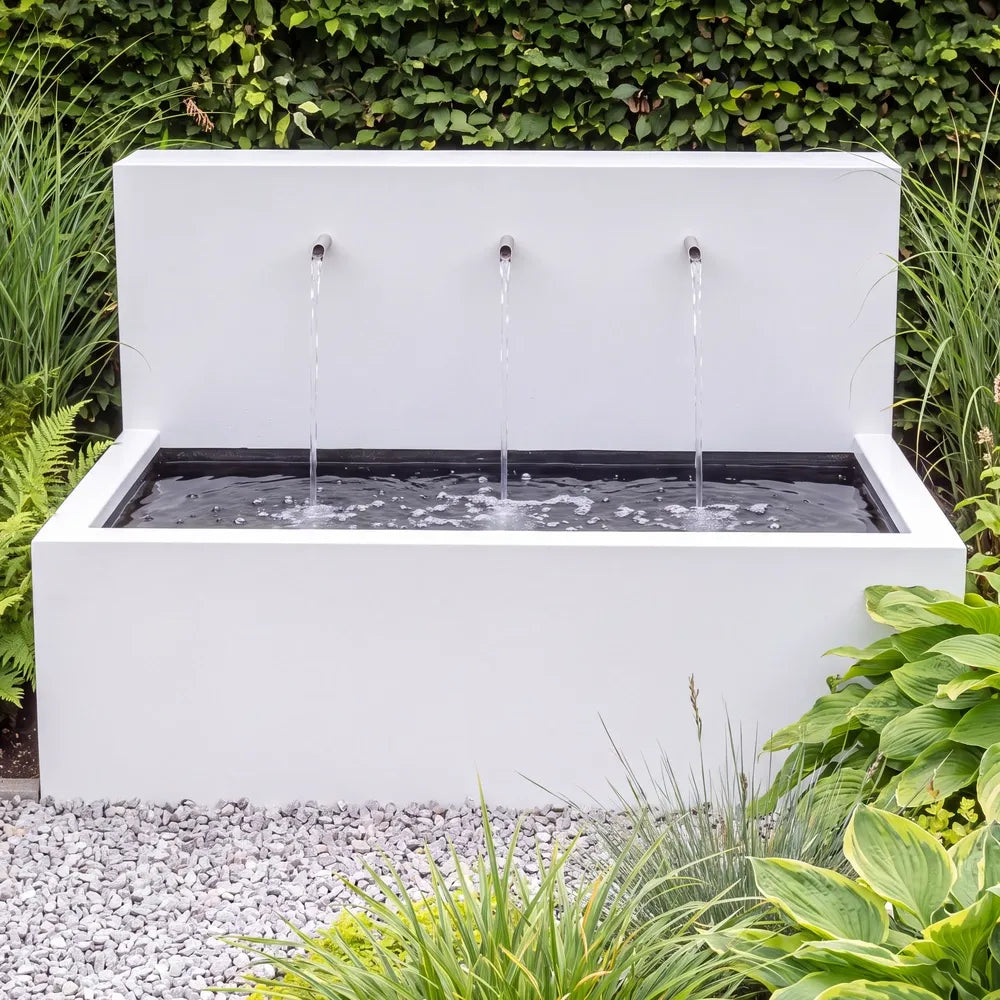 Wasserbecken mit Wasserfall aus Aluminium • Set 2 mit Einlaufrohren
