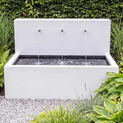 Wasserbecken mit Wasserfall aus Aluminium • Set 2 mit Einlaufrohren