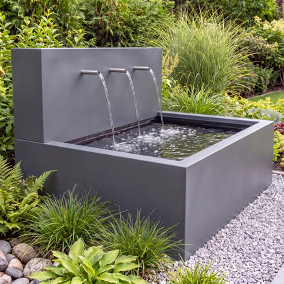 Wasserbecken mit Wasserfall aus Aluminium • Set 2 mit Einlaufrohren