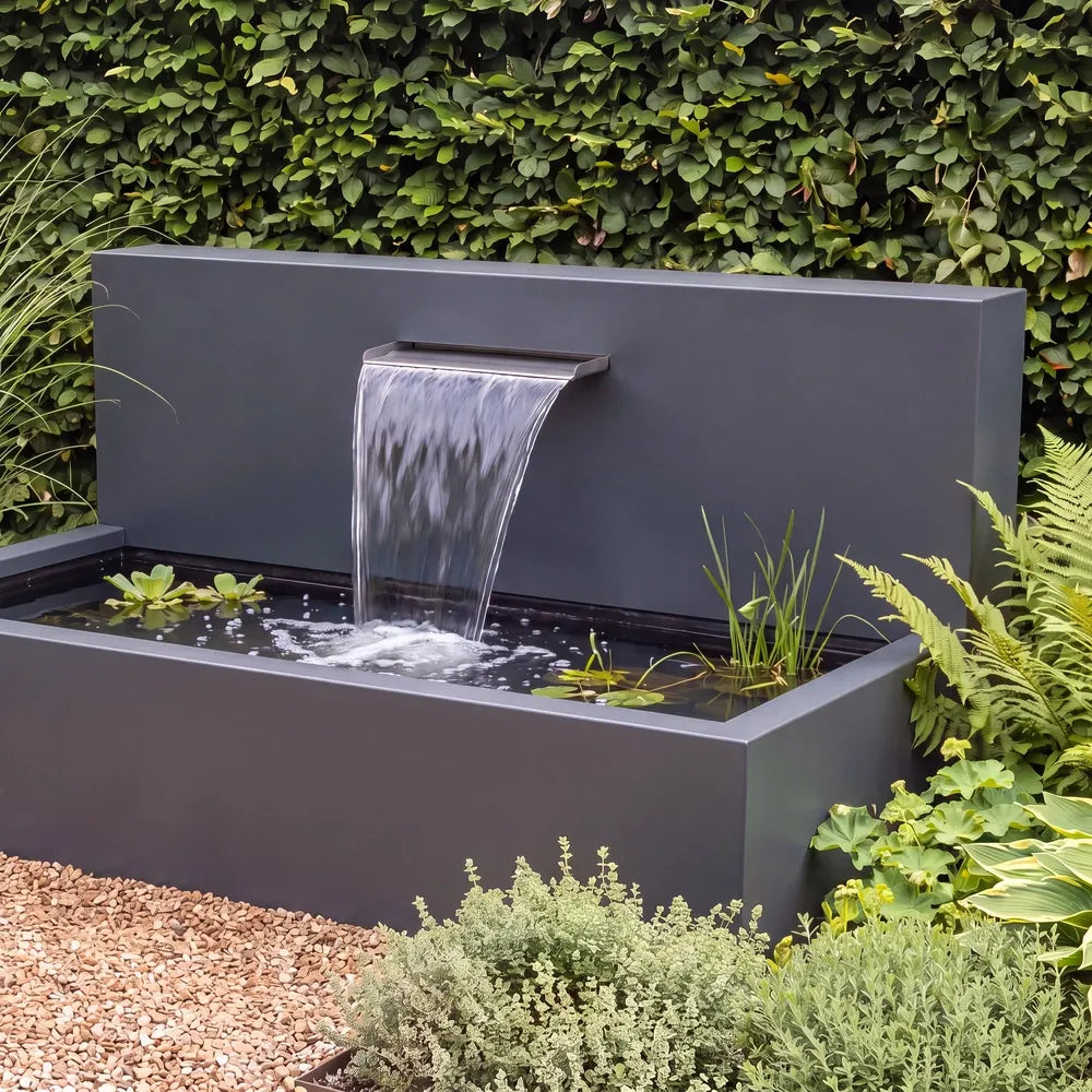 Wasserbecken mit Wasserfall aus Aluminium • Set 2 mit Wasserschütte